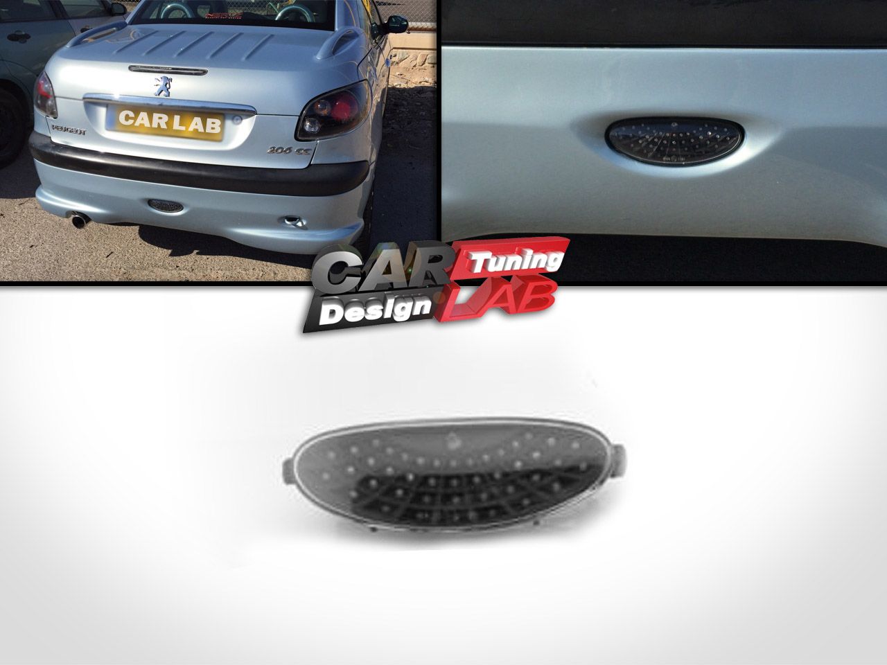 Black Smoke/Red LED Rear Bumper LED Fog Lamp Fog Light for Peugeot 206